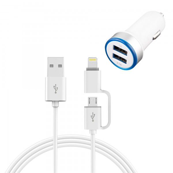 Kit adapt. coche+cable lightning/micro