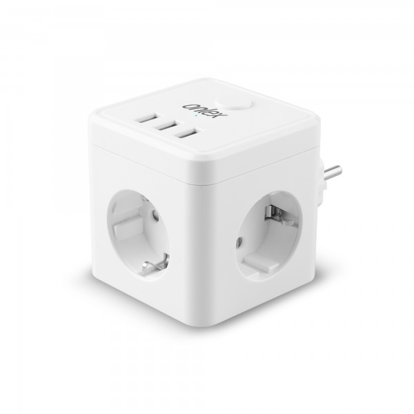 Powercube 10a.3tomas+3usb's blanco