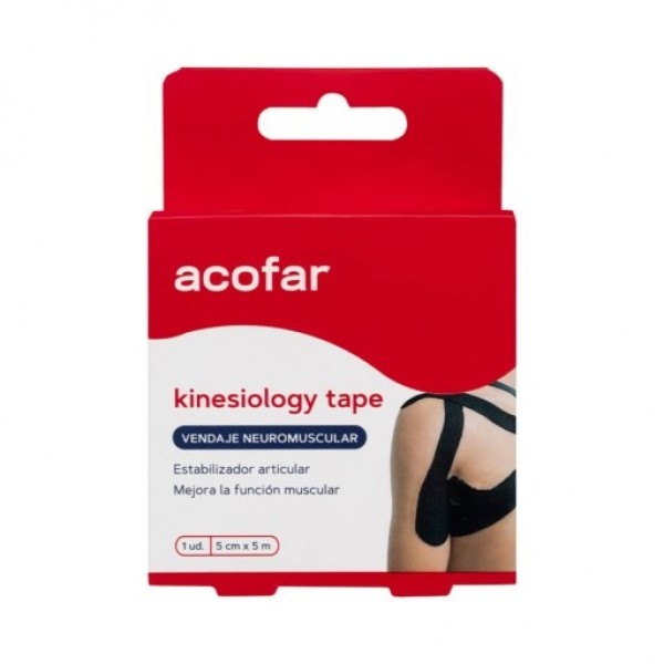 Acofar Kinesiology Tape Vendaje 1 Ud 5m X 5cm Color Negro