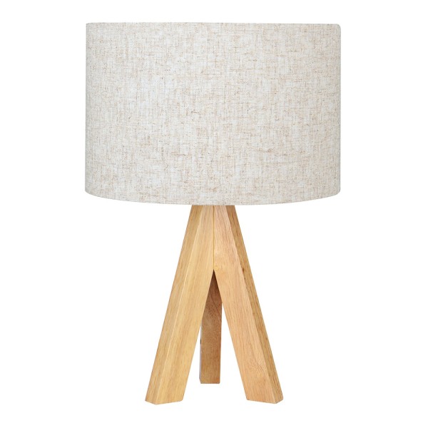 Lámpara mesa e27 madera y tela (bombilla no incluida), ø25 x 37 cm