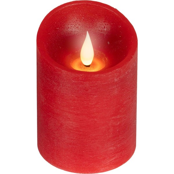Vela de cera led, con parte superior curva, color rojo ø7,5 x 10,5 cm